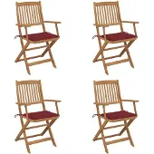 vidaXL Chaises de jardin pliantes 4 pièces avec coussins en bois massif d'acacia