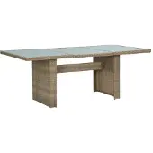 vidaXL Table de jardin à manger brune 200x100x74 cm verre et poly rotin