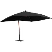 vidaXL Parapluie avec mât en bois 400x300 cm noir