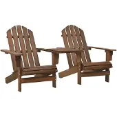 vidaXL Chaises de jardin Adirondack avec table en bois massif de sapin brun