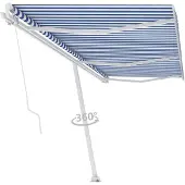 vidaXL Store sur pied Manuellement rétractable 600x300 cm Bleu/Blanc