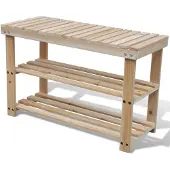 vidaXL Étagère à chaussures 2 en 1 et dessus banc Bois de sapin massif