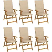 vidaXL Chaises de jardin pliantes 6 pcs. avec coussins en bois massif d'acacia