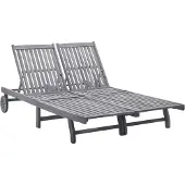 vidaXL Bain de soleil double en bois massif d'acacia