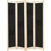 vidaXL Cloison de séparation 4 panneaux Noir 160x170x4 cm Tissu