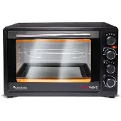 TurboTronic - EV45 Four à poser - Capacité de 45 litres - Puissance 2000W - Fonction air chaud et rôtisserie - 100-230°C - Acier inoxydable noir