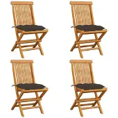 vidaXL Chaises de jardin avec coussins Taupe 4 pcs. Bois massif teck