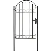 vidaXL Portail de clôture avec partie supérieure arquée en acier 104 x 175 cm Noir