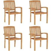 vidaXL Chaises de jardin empilables 4 pcs. Bois massif teck