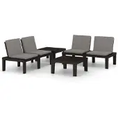 vidaXL Ensemble salon de jardin 4 pièces avec coussins plastique gris