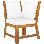 vidaXL Canapé d'angle modulaire avec coussins blanc crème Acacia massif