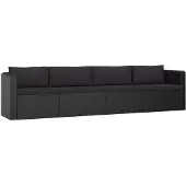 Natur24 ensemble canapé de jardin 4 pièces en poly rotin noir
