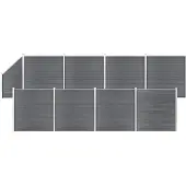 vidaXL Kit de clôture WPC 8 carrés + 1 pente 1484x186 cm Gris