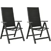 vidaXL Chaises de jardin pliantes 2 pcs. Textilène et aluminium noir