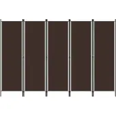 vidaXL Cloison de séparation 5 panneaux Marron 250x180 cm