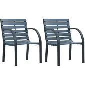 vidaXL Chaises de jardin 2 pcs. Gris Bois