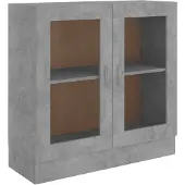 vidaXL Armoire à vitrine Gris béton 82,5x30,5x80 cm Bois d'ingénierie