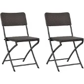 vidaXL Chaises de jardin pliantes 2 pcs. HDPE et acier Marron