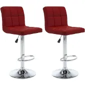 vidaXL Tabouret de bar 2 pcs. Simili cuir rouge vin