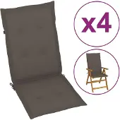 vidaXL Coussin pour chaise de jardin à haut dossier 4pcs Taupe 120x50x3cm Tissu