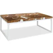 vidaXL Table basse en résine de teck 110x60x40 cm