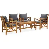 vidaXL Ensemble de salon de jardin 5 pièces avec coussins en bois massif d'acacia