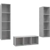 vidaXL Ensemble de 3 meubles TV en bois gris béton
