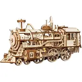Robotime Train mécanique en bois Locomotive