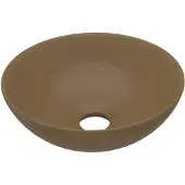 vidaXL Lavabo en céramique crème mat ronde