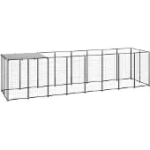 vidaXL Chenil noir 4,84 m² Acier