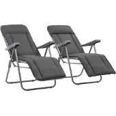 vidaXL Chaises de jardin pliantes avec coussins 2 pcs. Gris
