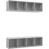 Möbelando Tablette TV "Harpstedt" en panneau de particules gris béton. Dimensions (L/H/P) 37x142x37 cm