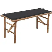 vidaXL Banc de jardin pliable avec coussin 118 cm Bambou