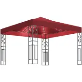 vidaXL Pavillon avec guirlande lumineuse LED 3x3 m bordeaux