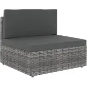 vidaXL Canapé central modulaire Poly rotin gris