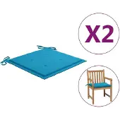 vidaXL Coussins de chaise de jardin lot de 2 bleu 50x50x3 cm