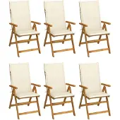 vidaXL Chaises de jardin pliantes 6 pcs. avec coussins en bois massif d'acacia