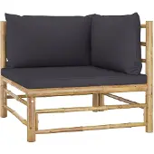 vidaXL Canapé d'angle de jardin avec coussins gris foncé en bambou