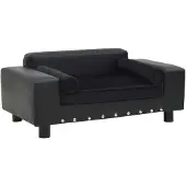 vidaXL Canapé pour chien Noir 81x43x31 cm Peluche et cuir synthétique