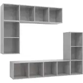 vidaXL Ensemble d'armoires TV 4 pièces gris béton Bois composite