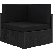 vidaXL Canapé d'angle modulaire Poly rotin noir