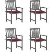 vidaXL Chaises de jardin avec coussins 4 pcs. Gris Bois massif Acacia