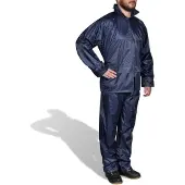 vidaXL Combinaison de pluie avec capuche 2 pièces Bleu marine XXL