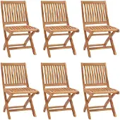 vidaXL Chaises de jardin pliantes 6 pcs. Bois massif teck