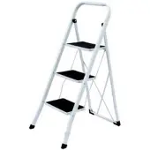 Benson Echelle ménagère pliable 3 marches - Antidérapante - Blanche