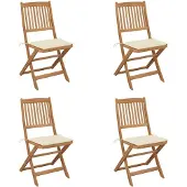 vidaXL Chaises de jardin pliantes 4 pièces avec coussins en bois massif d'acacia