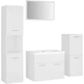 vidaXL Ensemble de meubles de salle de bain blanc en bois composite
