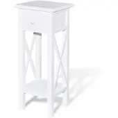vidaXL Table d'appoint avec tiroir Blanc