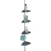 Wenko Étagère de douche télescopique d'angle - 4 tablettes plastiques - gris