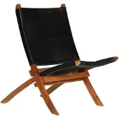 vidaXL Chaise Relax Pliable Noir Cuir Véritable